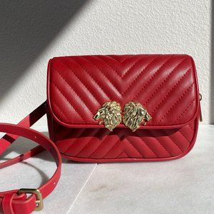 Red Zara Crossbody - gold lions